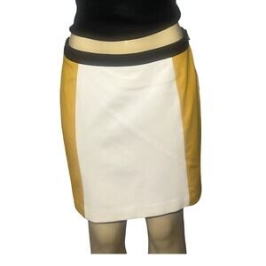 Vivienne Tam Women Mini Skirt Short Skirt 8 Yellow, Cream, Black Color Block
